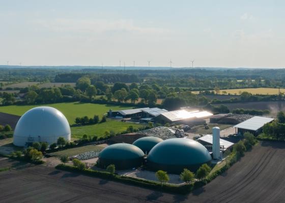 aerial view of biogas plant